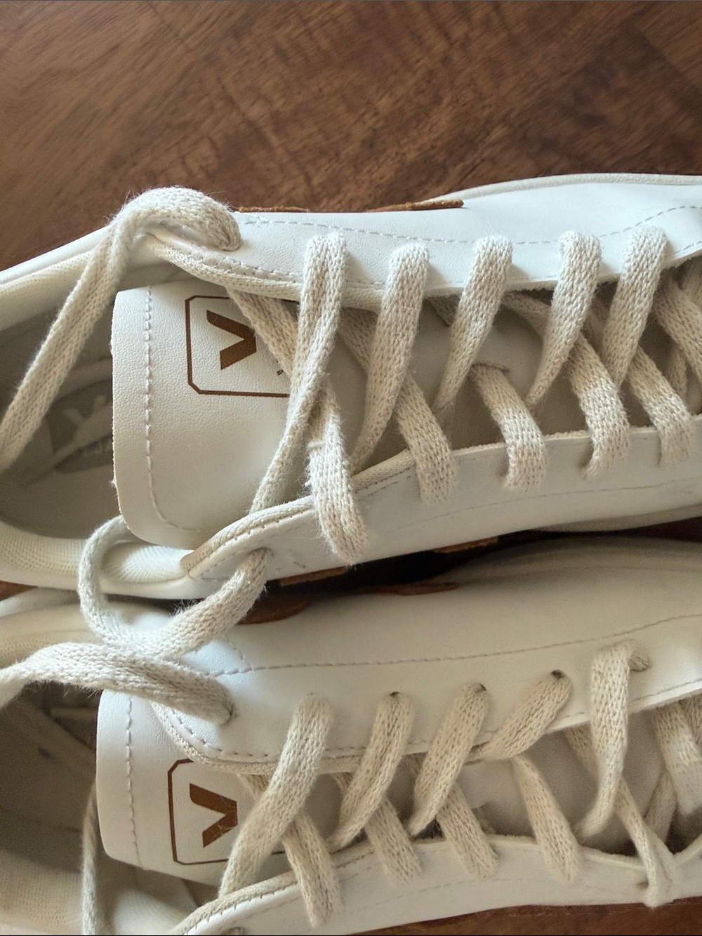 Veja White Leather Sneakers with light brown/ caramel Accents - Picture 9 of 10